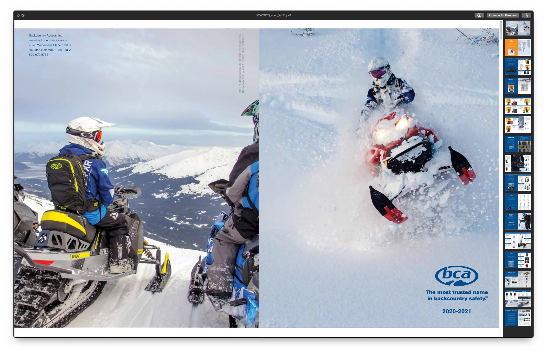 Backcountry Access Print Feature