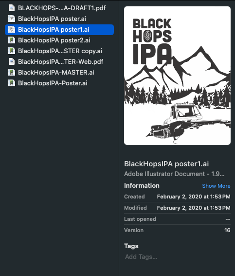 Valdez Brewing Black Hops IPA — design detail view